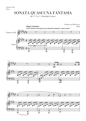 Book cover for Moonlight Sonata for Clarinet in Bb and Piano