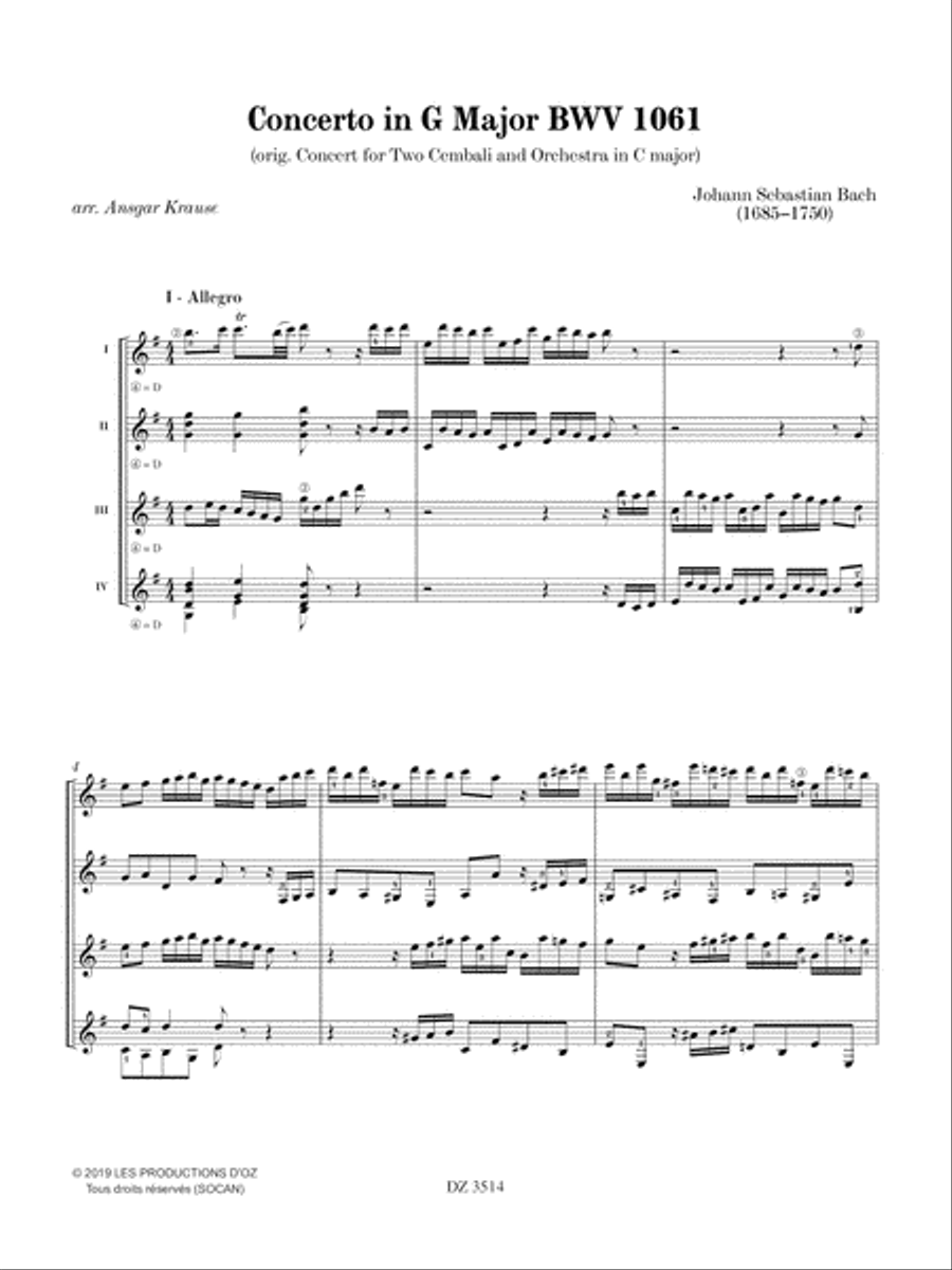 Concerto in G Major BWV 1061 Guitar Ensemble scores gallery preview page 4