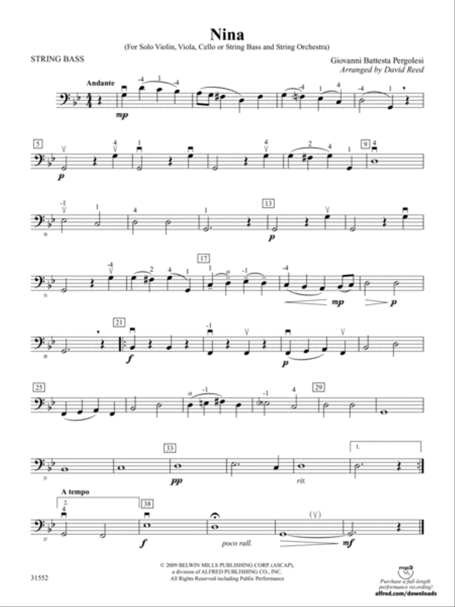 Nina: String Bass Nina: String Bass String Orchestra scores gallery preview page 1