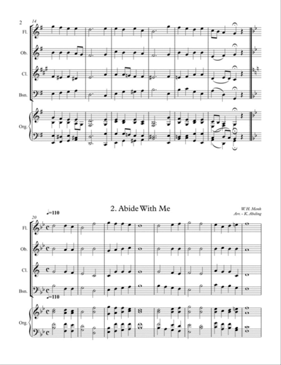 40 Beloved Christian Hymns Volume I (for Woodwind Quartet and optional Organ) Woodwind Quartet scores gallery preview page 3
