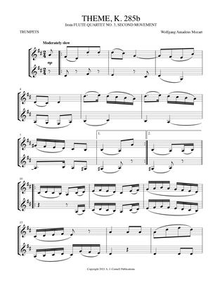 Theme (from Flute Quartet No. 3, K. 285b, Second Movement)