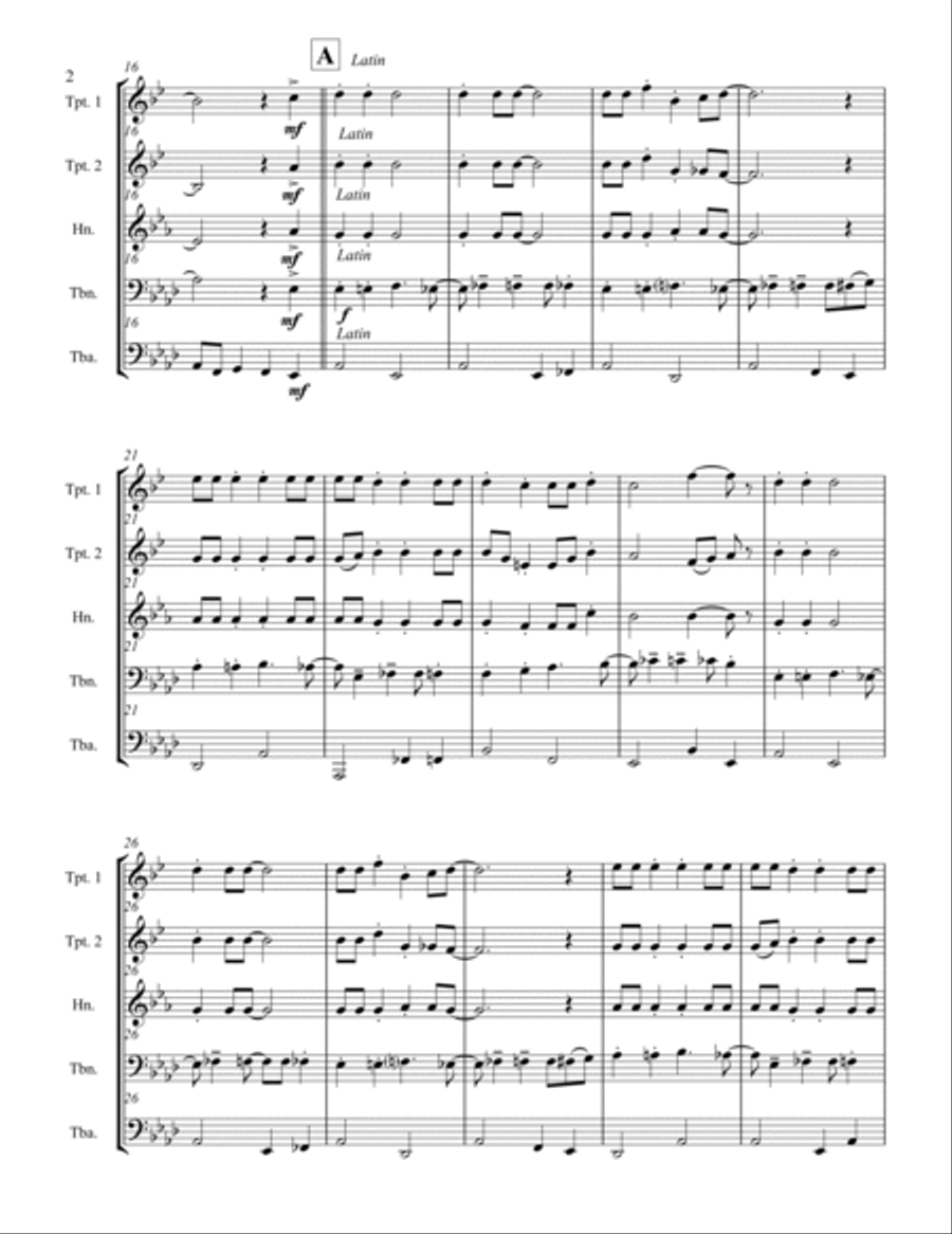 Jingle Bells (for Brass Quintet) Brass Quintet scores gallery preview page 3