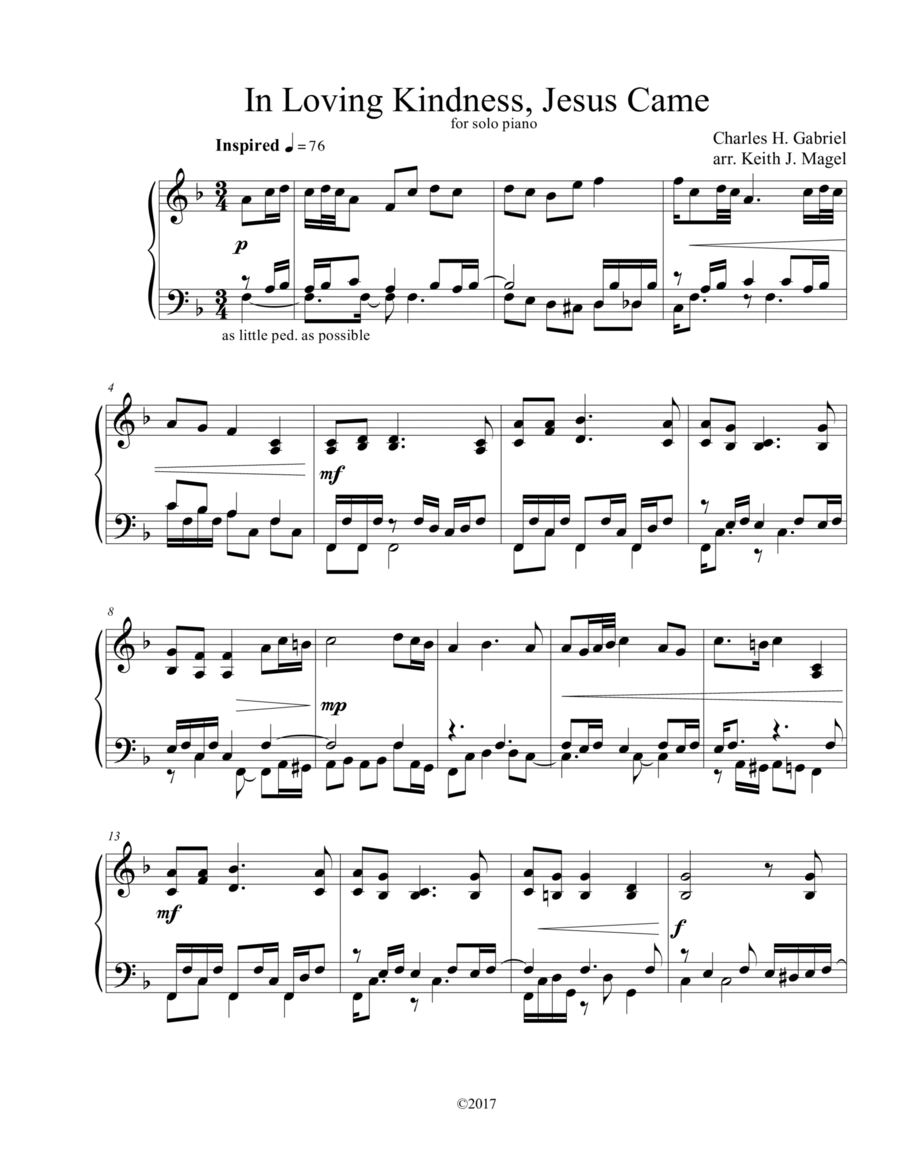 In Loving Kindness, Jesus Came Piano Solo scores gallery preview page 1