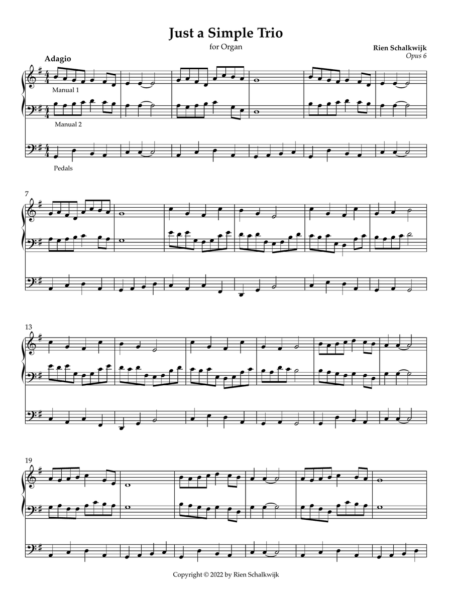 Just a Simple Trio (for Organ), Opus 6 Organ Solo scores gallery preview page 1