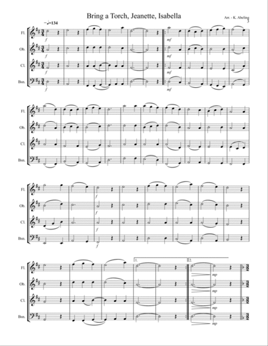 20 Traditional Christmas Carols Volume I (for Woodwind Quartet) Woodwind Quartet scores gallery preview page 4
