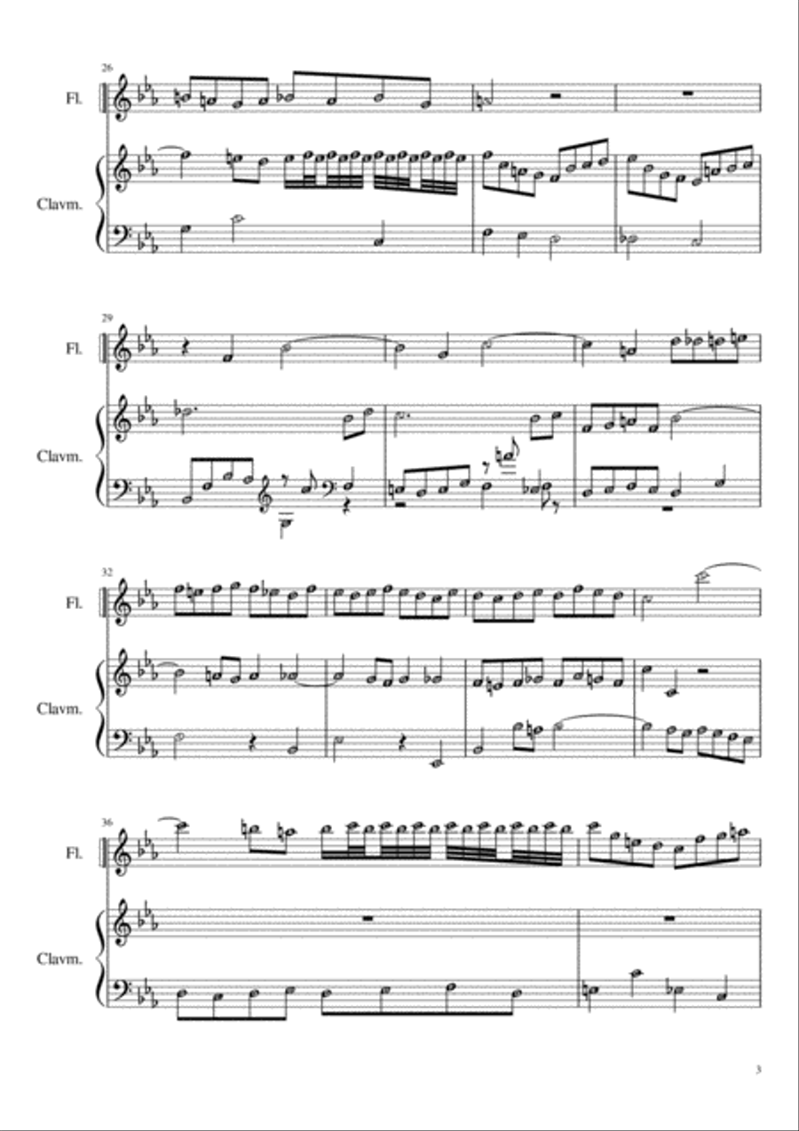Fuga Canonica in Epidiapente BWV 1079, for flute and harpsichord Flute Solo scores gallery preview page 3