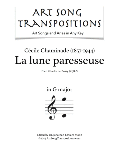 CHAMINADE: La lune paresseuse (transposed to G major)
