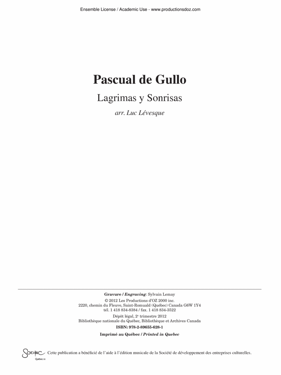 Lagrimas y Sonrisas Guitar Ensemble scores gallery preview page 1