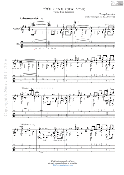 The Pink Panther (Sheet music for guitar) image number null