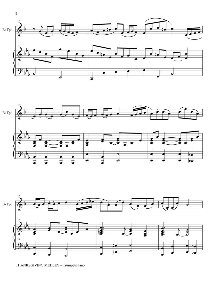 THANKSGIVING MEDLEY Bb Trumpet Piano with Trumpet Part