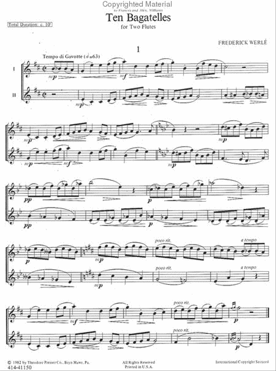Ten Bagatelles Ten Bagatelles Flute Duet scores gallery preview page 2