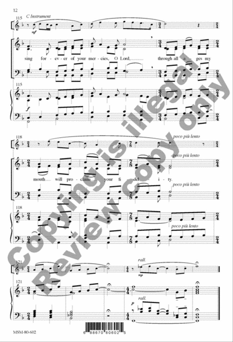 I Will Sing Forever of Your Mercies, O Lord: Communion Antiphon for Chrism Mass 4-Part scores gallery preview page 12