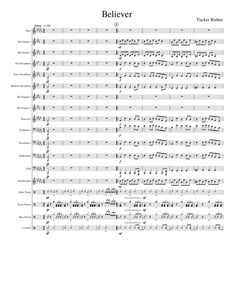 Believer Marching Band scores gallery preview page 1