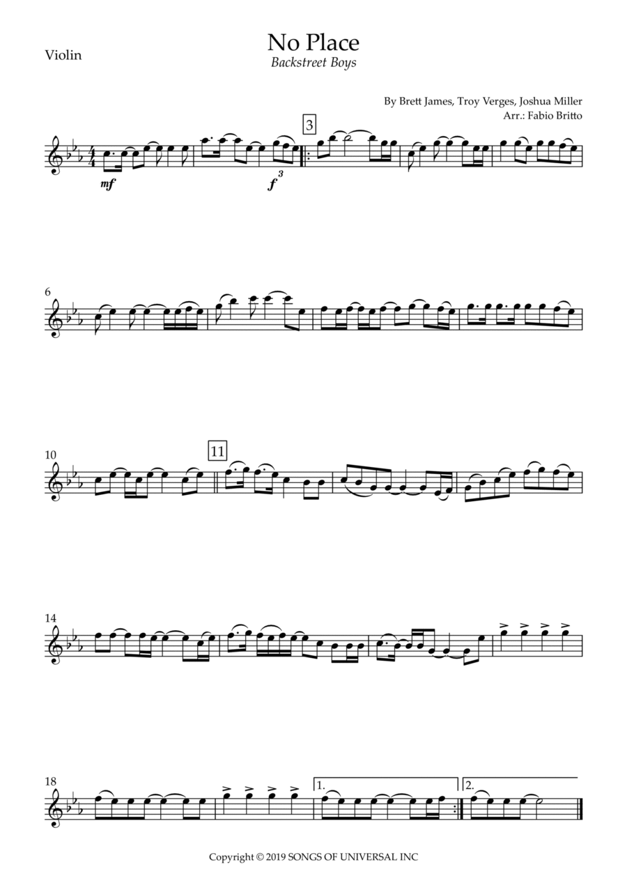 No Place No Place Violin Solo scores gallery preview page 1