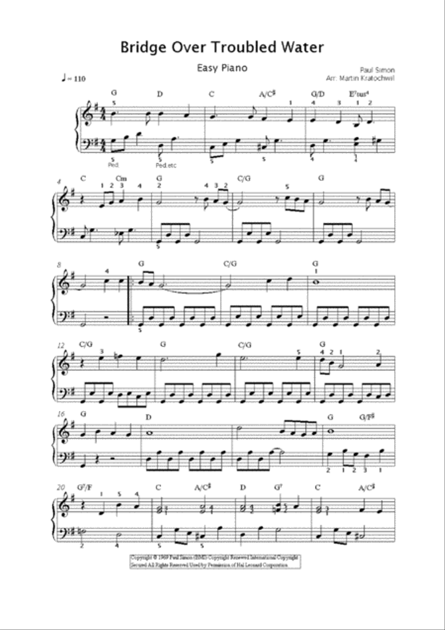 Bridge Over Troubled Water Piano Solo scores gallery preview page 2