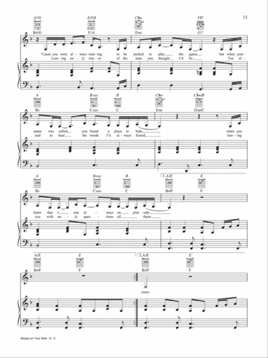 Always On Your Side Piano, Vocal, Guitar scores gallery preview page 2
