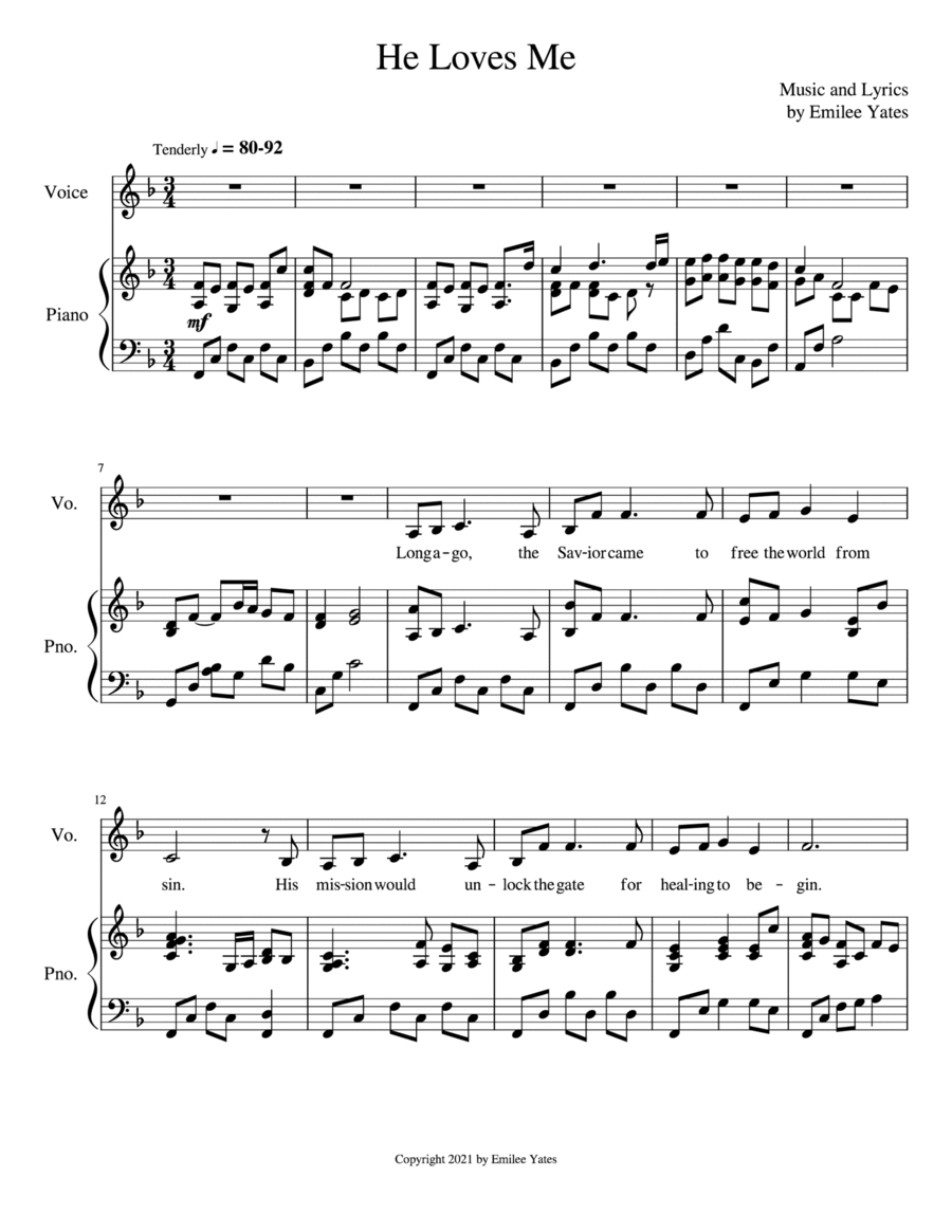 He Loves Me He Loves Me Voice scores gallery preview page 1