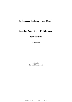 Book cover for Bach - Suite No. 2 for Cello Solo in D Minor, BWV 1008