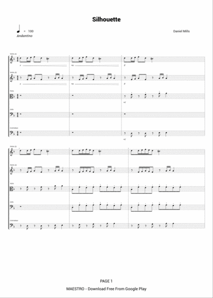 Silhouette Silhouette String Quartet scores gallery preview page 1
