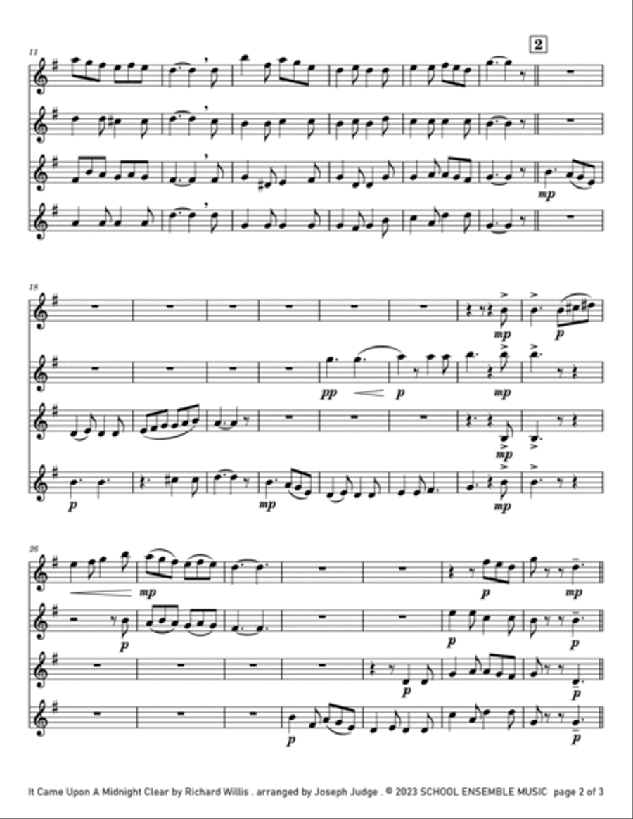 It Came Upon A Midnight Clear for Clarinet Quartet in Schools Clarinet Quartet scores gallery preview page 2