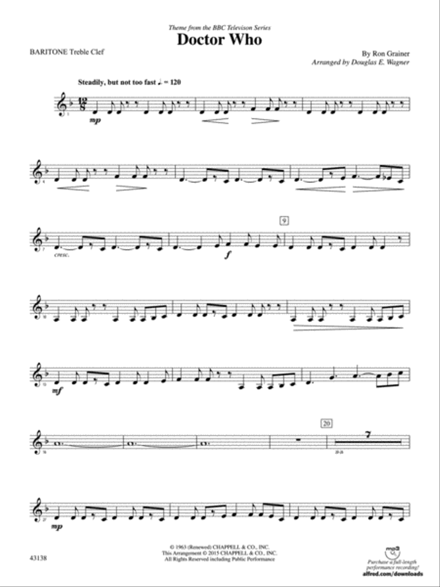 Doctor Who: Baritone T.C. Concert Band scores gallery preview page 1