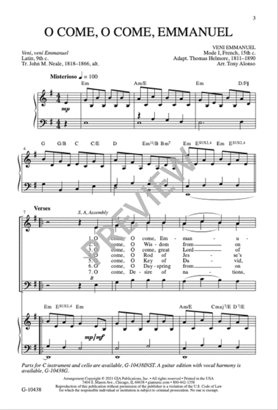 O Come, O Come, Emmanuel O Come, O Come, Emmanuel 3-Part scores gallery preview page 4