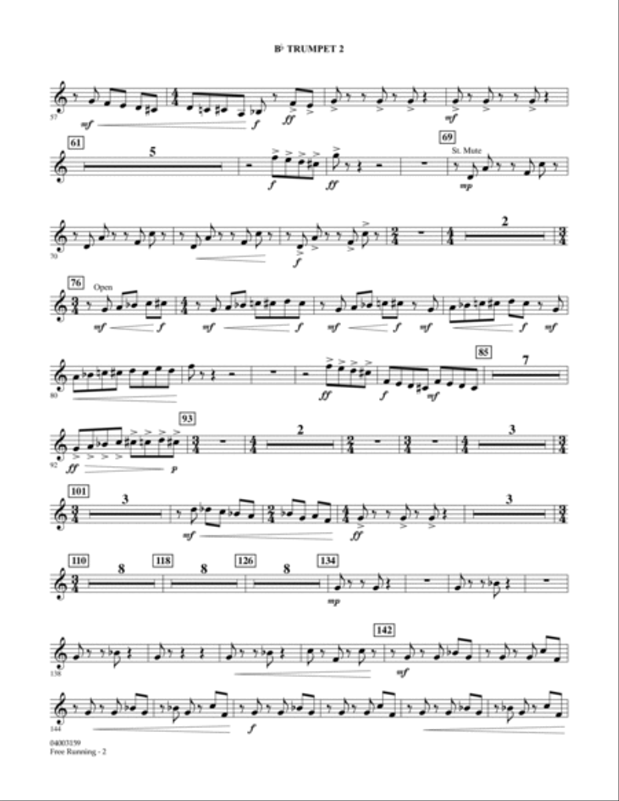 Free Running - Bb Trumpet 2 Concert Band scores gallery preview page 2