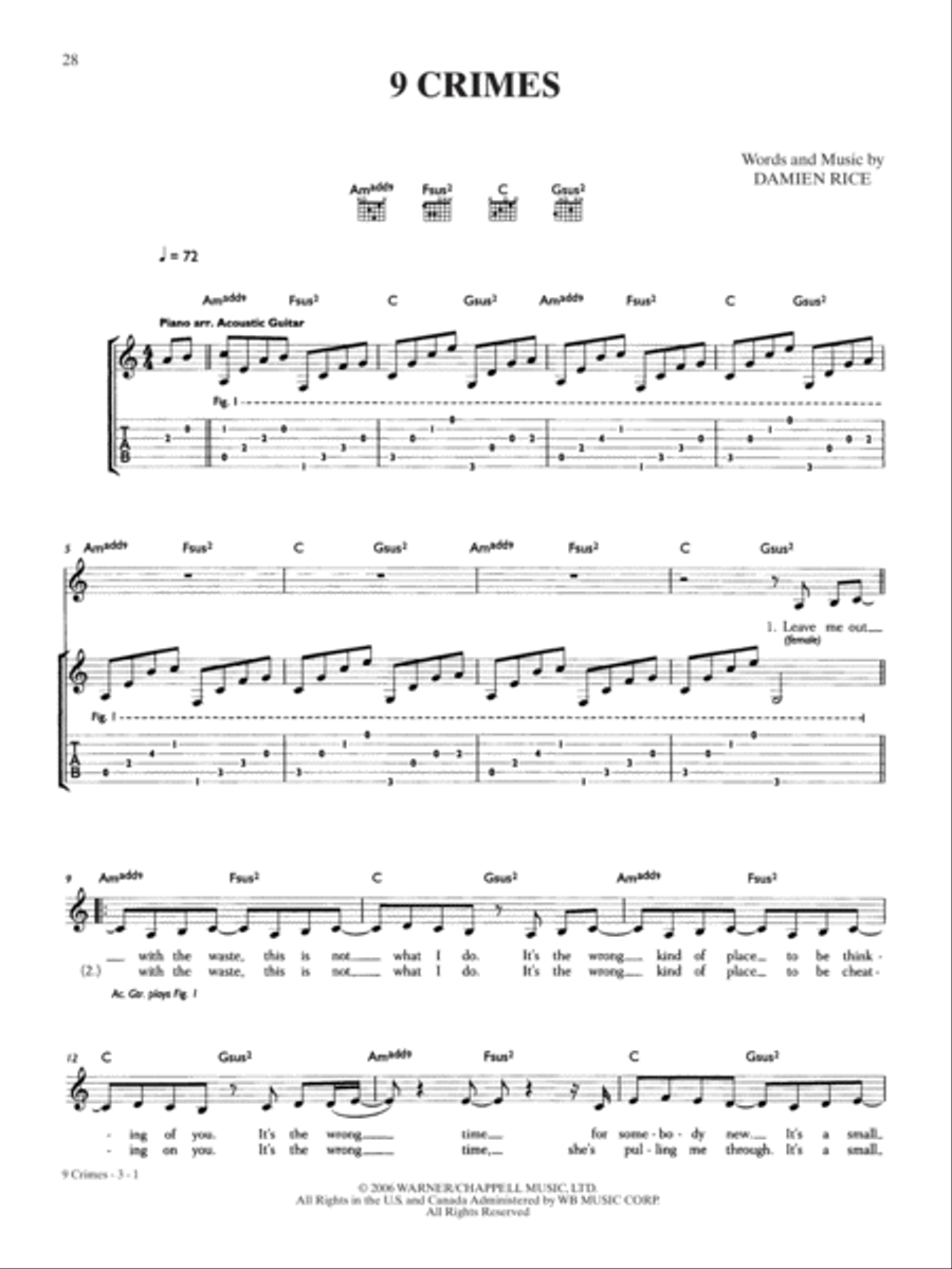 9 Crimes Guitar Tablature scores gallery preview page 1