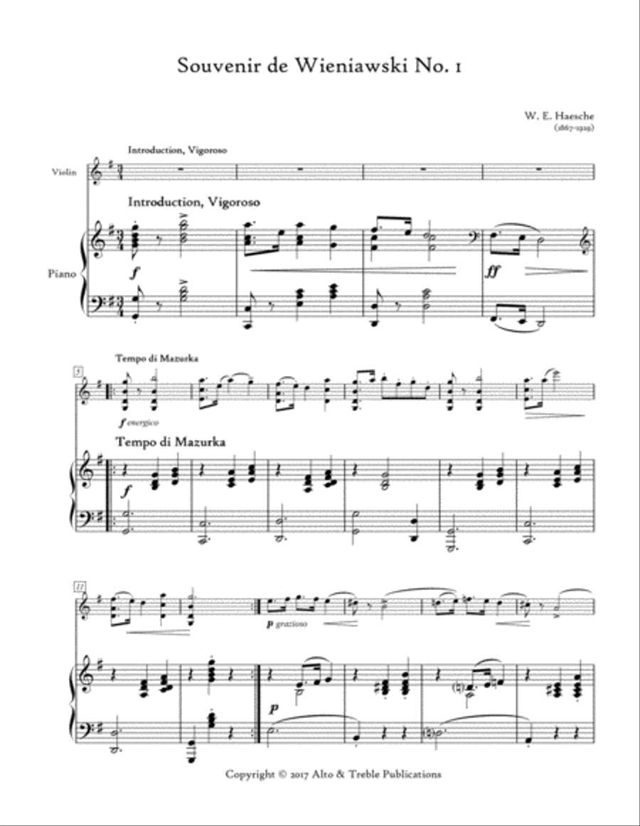 Souvenir de Wieniawski No. 1 for Violin and Piano Violin Solo scores gallery preview page 3