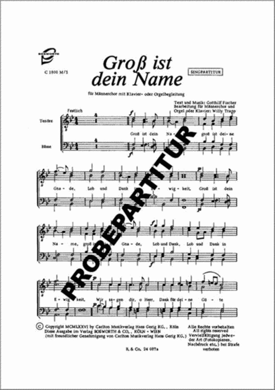 Groß ist dein Name Men's Choir scores gallery preview page 1