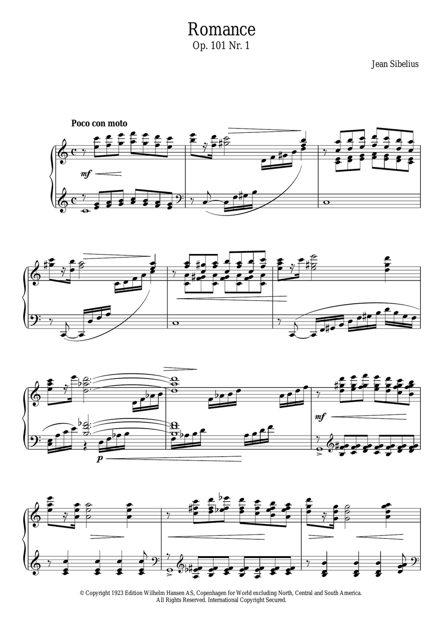 5 Morceaux Romantiques, Op.101 - I. Romance Piano Solo scores gallery preview page 1