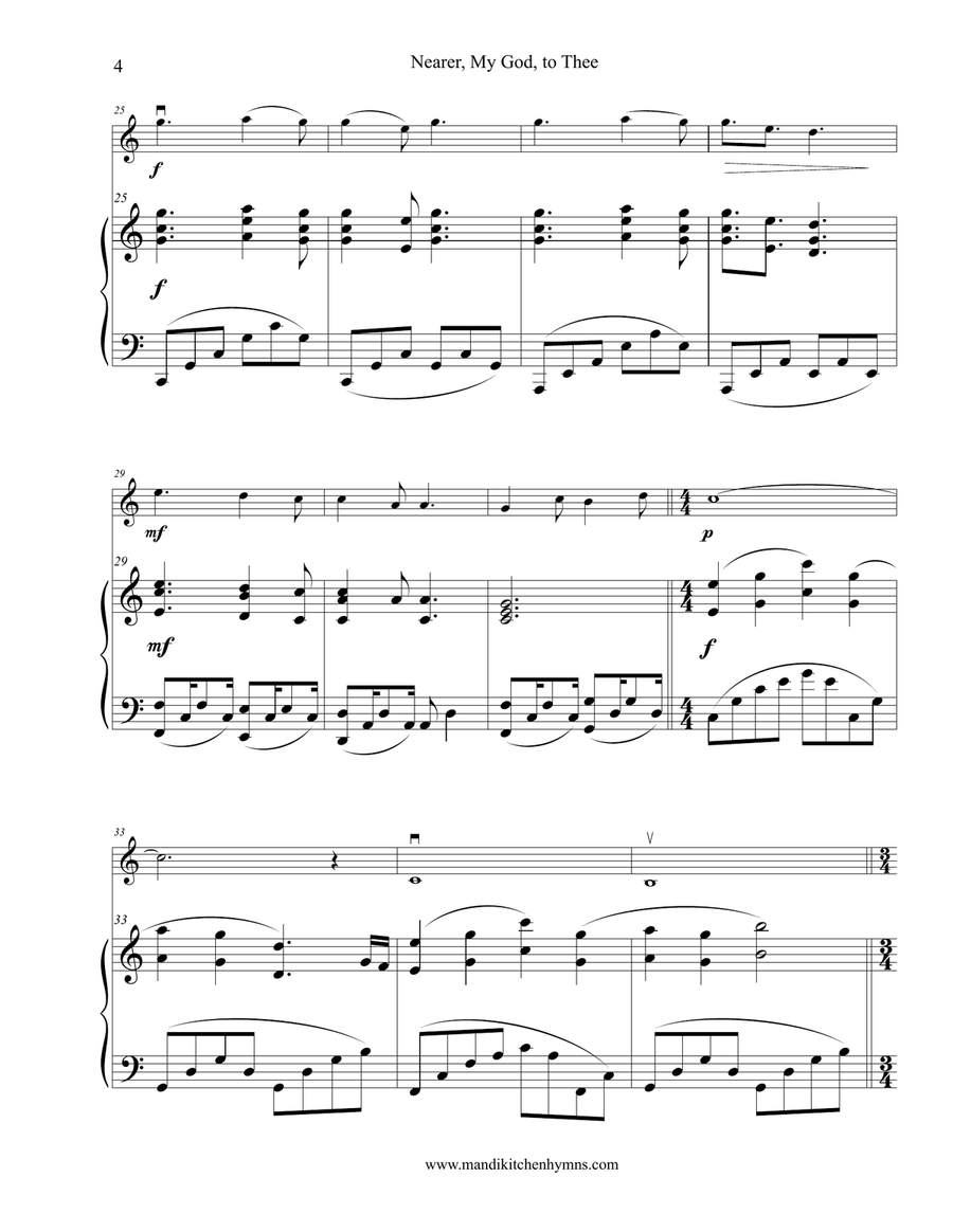 Nearer, My God, to Thee (Violin & Piano) Violin Solo scores gallery preview page 4