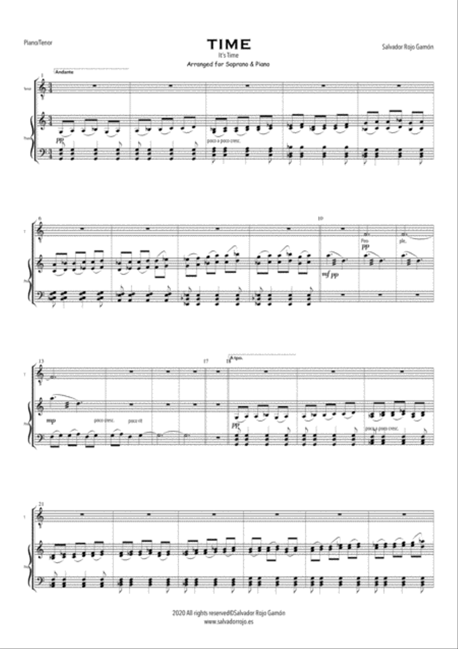 Time Arranged for Tenor soloist and Piano Tenor Voice scores gallery preview page 2