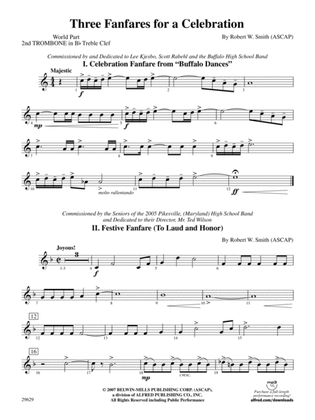 Three Fanfares for a Celebration: (wp) 2nd B-flat Trombone T.C.