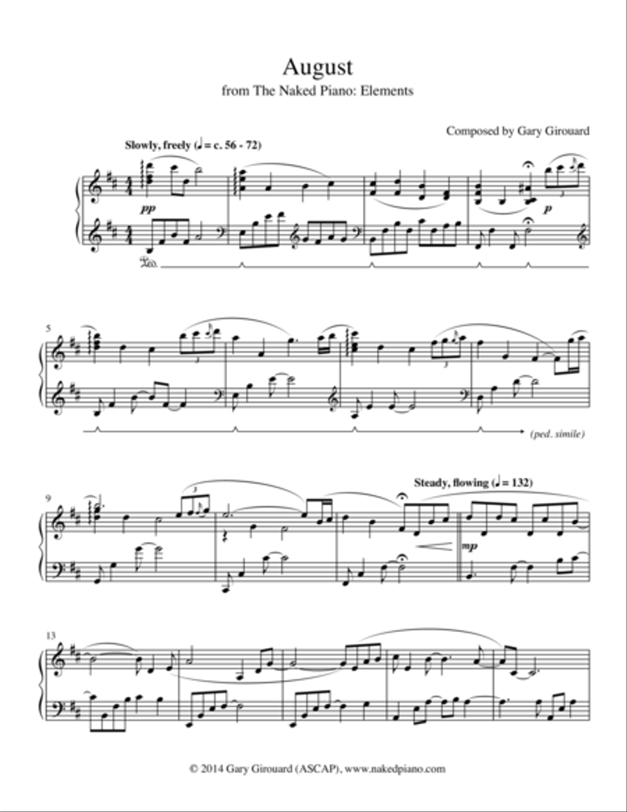 August Piano Solo scores gallery preview page 1