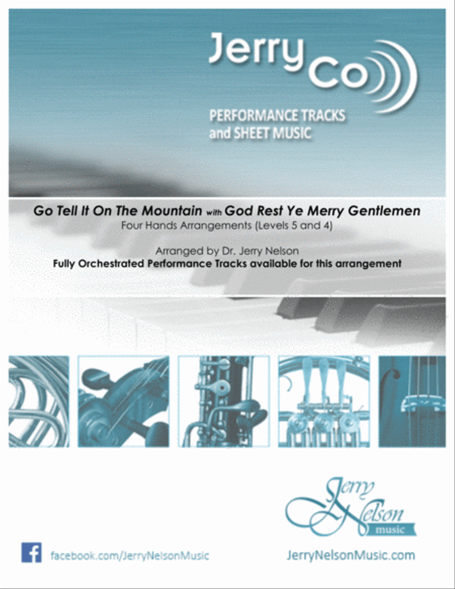 Go Tell It On The Mtn with God Rest Ye (4-Hands PIANO Levels 5 and 4) Christmas-Jazz image number null