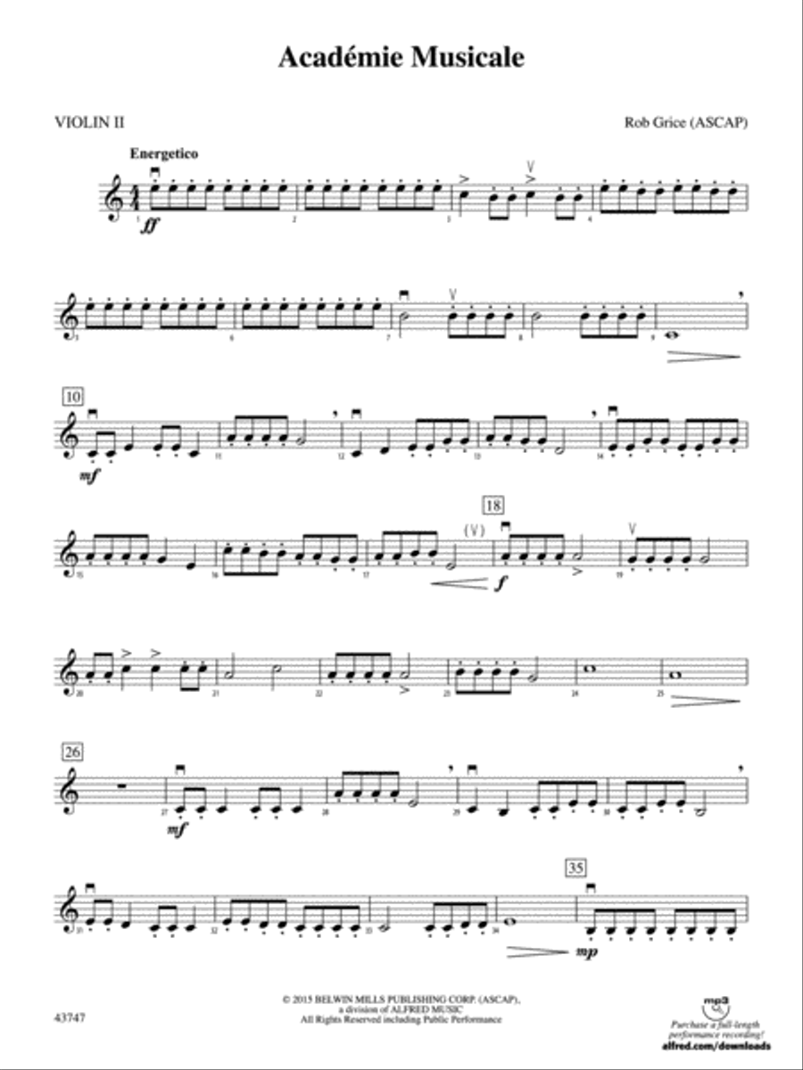 Academié Musicale: 2nd Violin String Orchestra scores gallery preview page 1