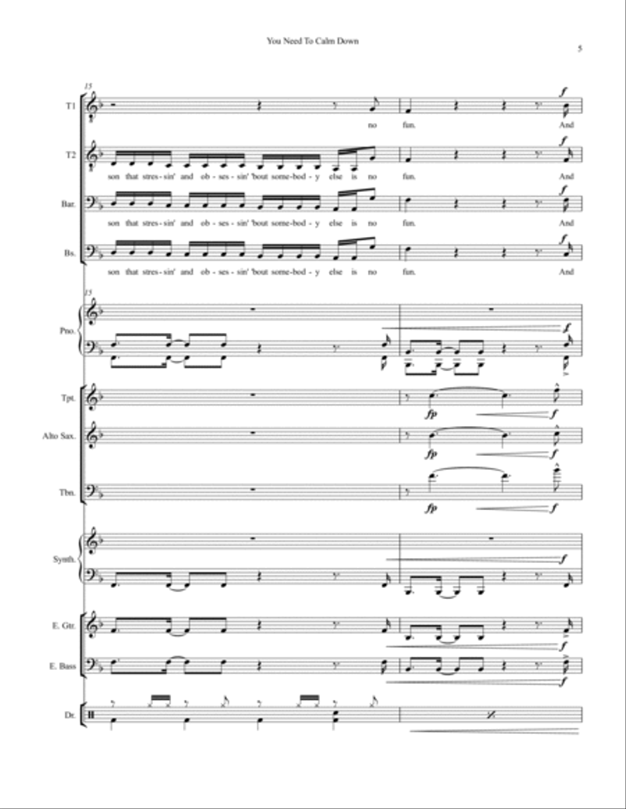 You Need To Calm Down Large Ensemble scores gallery preview page 5