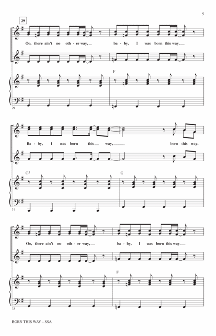 Born This Way SSA scores gallery preview page 4