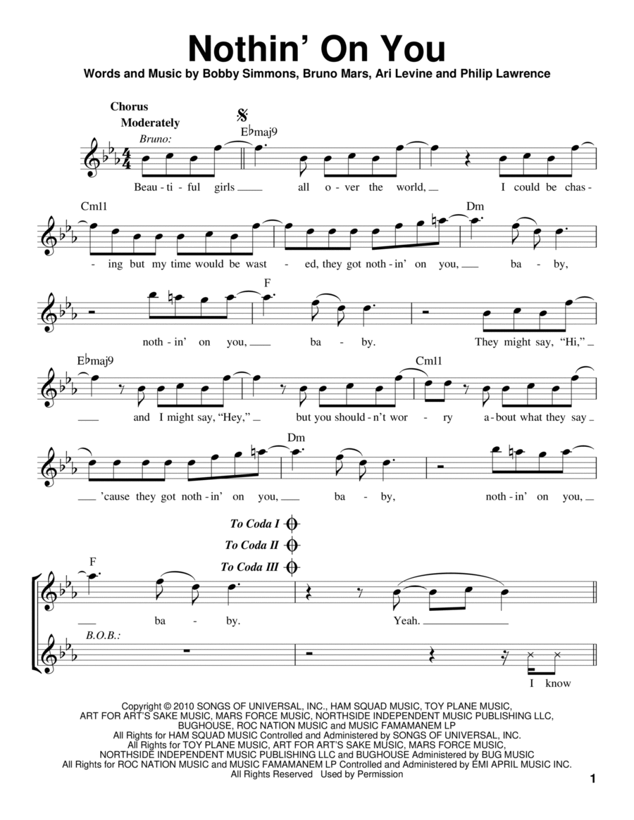 Nothin' On You Nothin' On You Voice scores gallery preview page 1