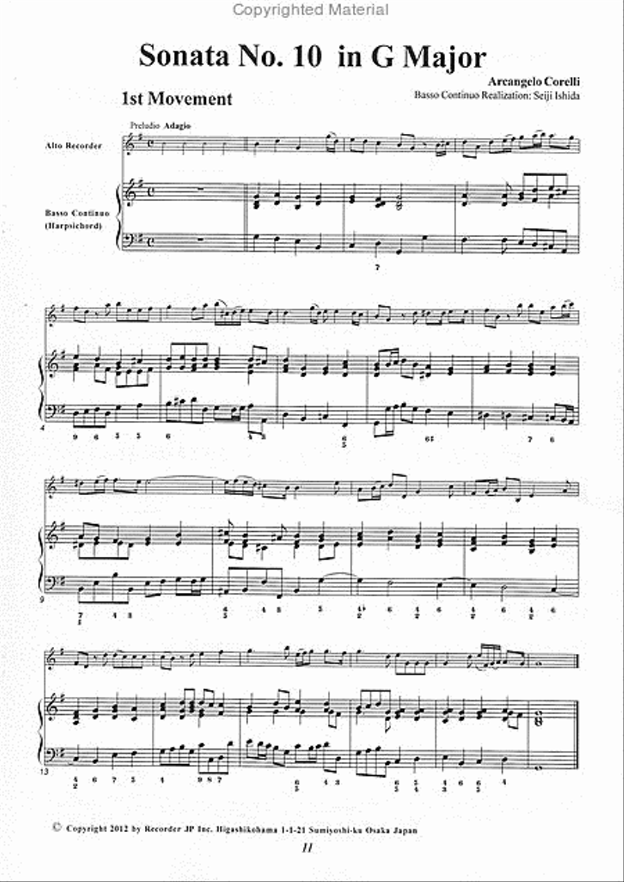 Sonata in G Major Op. 5-10 Alto Recorder scores gallery preview page 3