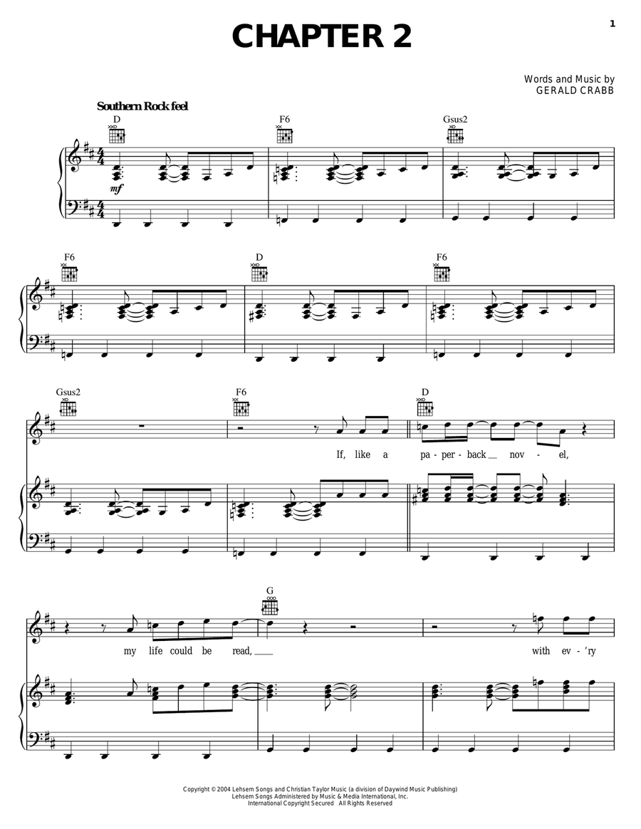 Chapter 2 Piano, Vocal, Guitar scores gallery preview page 1