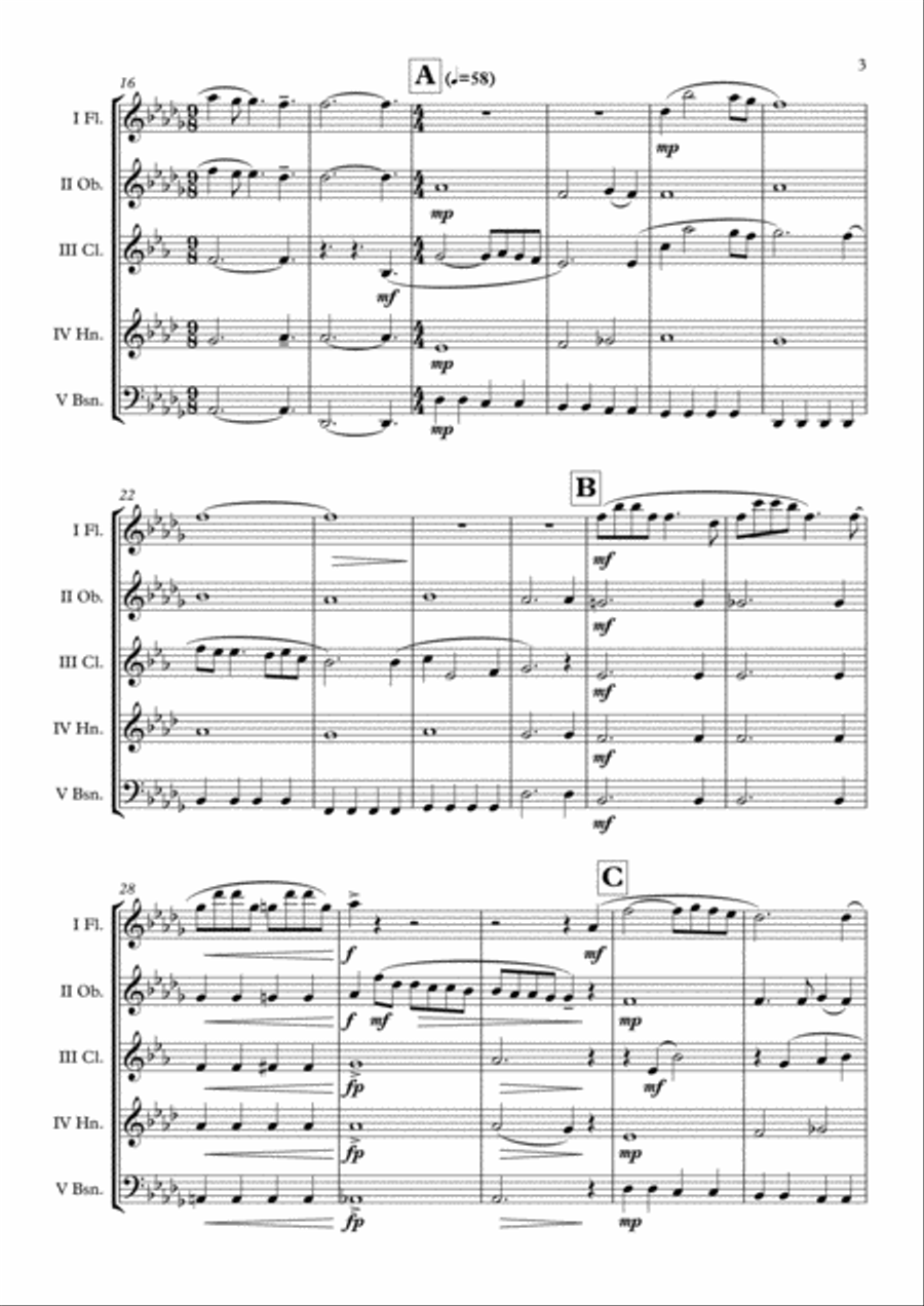 Once Upon A Time In The West from the Paramount Picture ONCE UPON A TIME IN THE WEST Woodwind Quintet scores gallery preview page 4