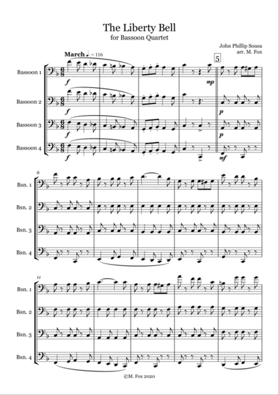 The Liberty Bell (for Bassoon Quartet) Woodwind Quartet scores gallery preview page 1