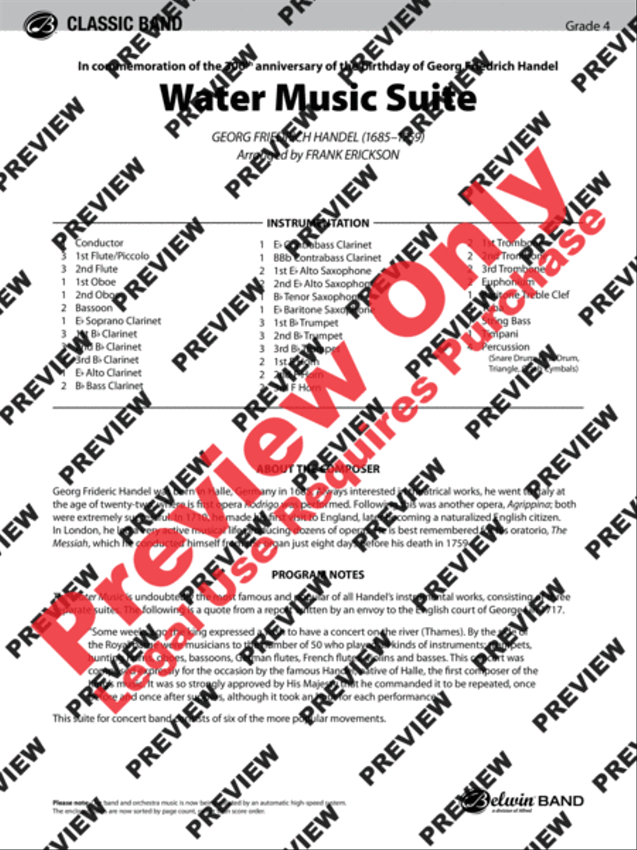 Water Music Suite Concert Band scores gallery preview page 2