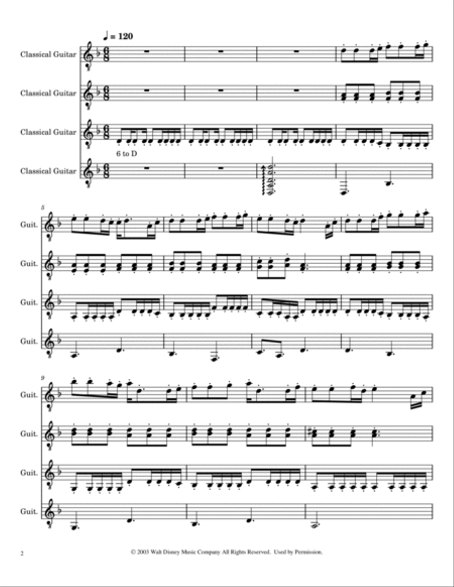 He's A Pirate Guitar Ensemble scores gallery preview page 2