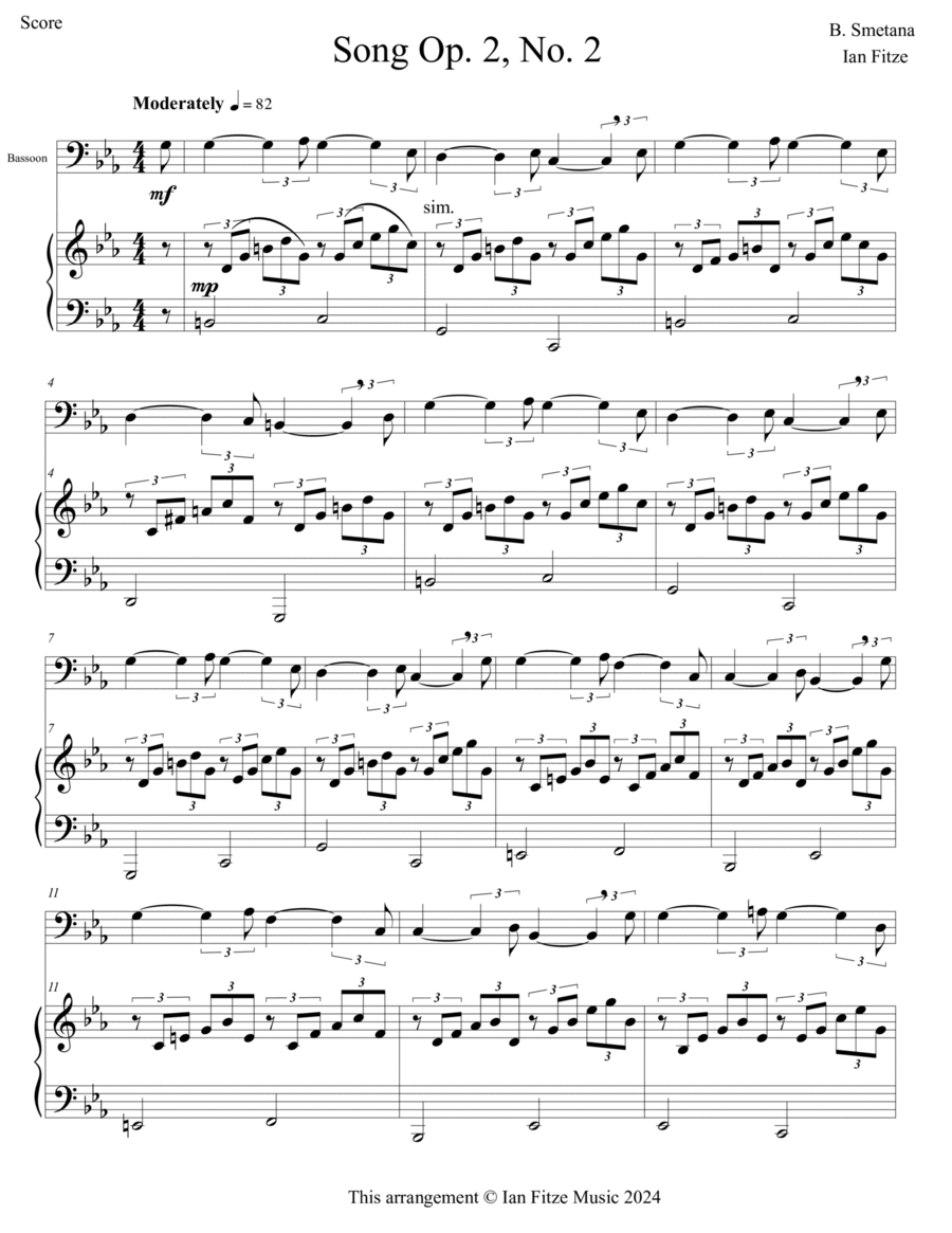 Song Op. 2, No. 2 Bassoon scores gallery preview page 1