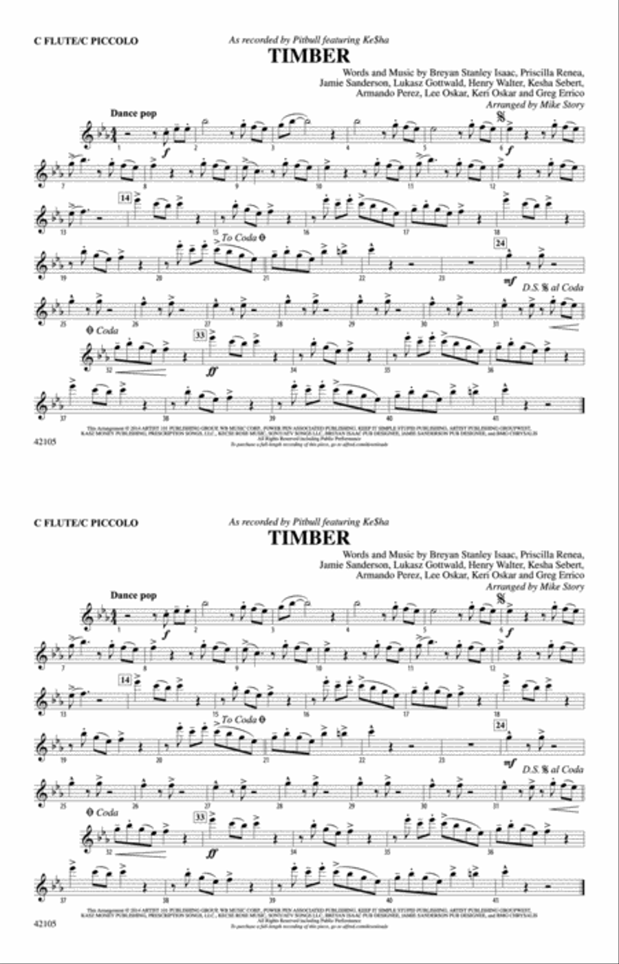 Timber: Flute Timber: Flute Marching Band scores gallery preview page 1