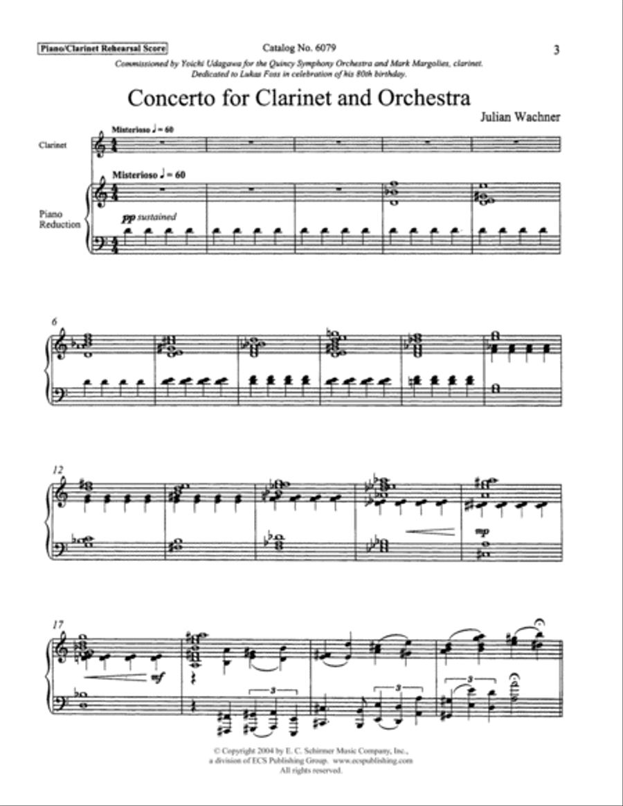 Concerto for Clarinet and Orchestra Chamber Orchestra scores gallery preview page 2