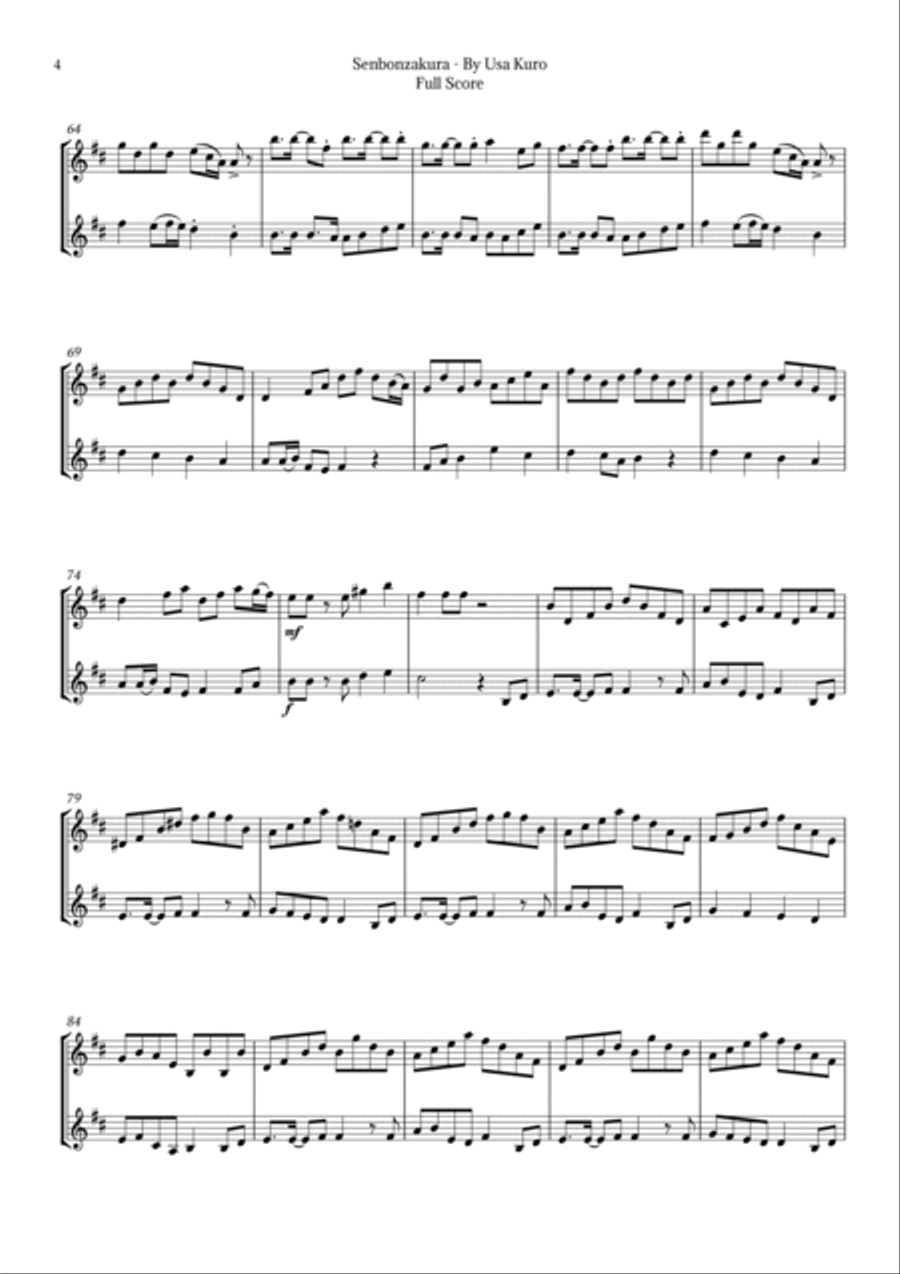 Senbonzakura Woodwind Duet scores gallery preview page 4